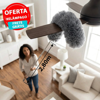 Espanador Extensor Retrátil Microfibra Teto Ventilador Persiana Cabo Longo Limpa Poeira em Oferta na Shopee