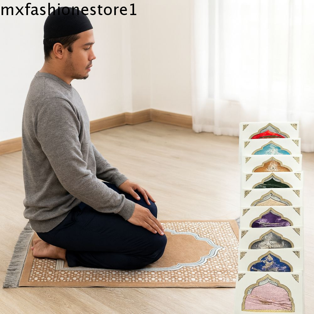 Imagem Tapete De Oração Muçulmano MXFASHIONE , Conjunto De Retangular De 70 X 110 Cm , Dobrável Com Contas Islâmica