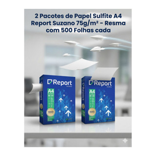 2 pacotes de Papel Sulfite A4 Report Suzano 75g/m² – Resma com 500 Folhas cada em Oferta na Shopee