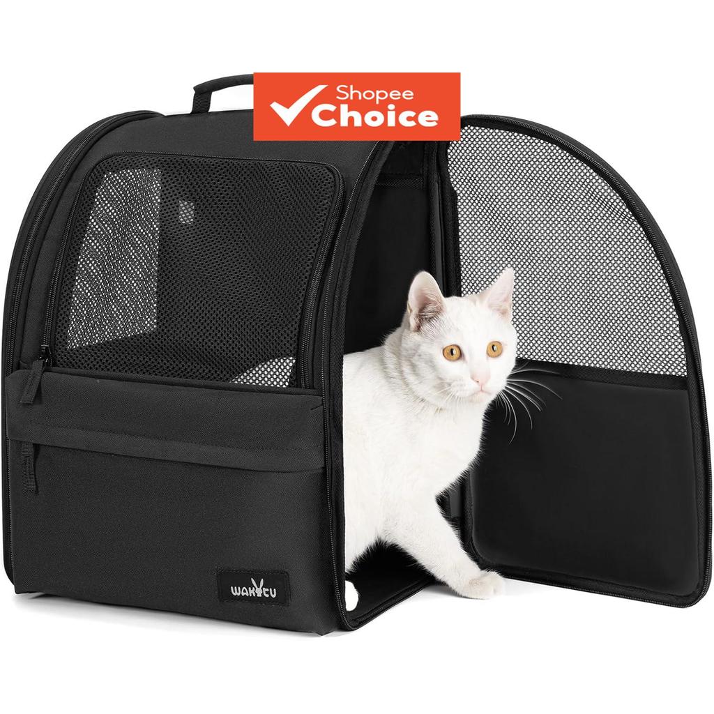  Mochila Transportadora de Pet Preta, Estrutura de Arame de Aço Estável 600D Oxford para Viagem de Cachorro e Gato