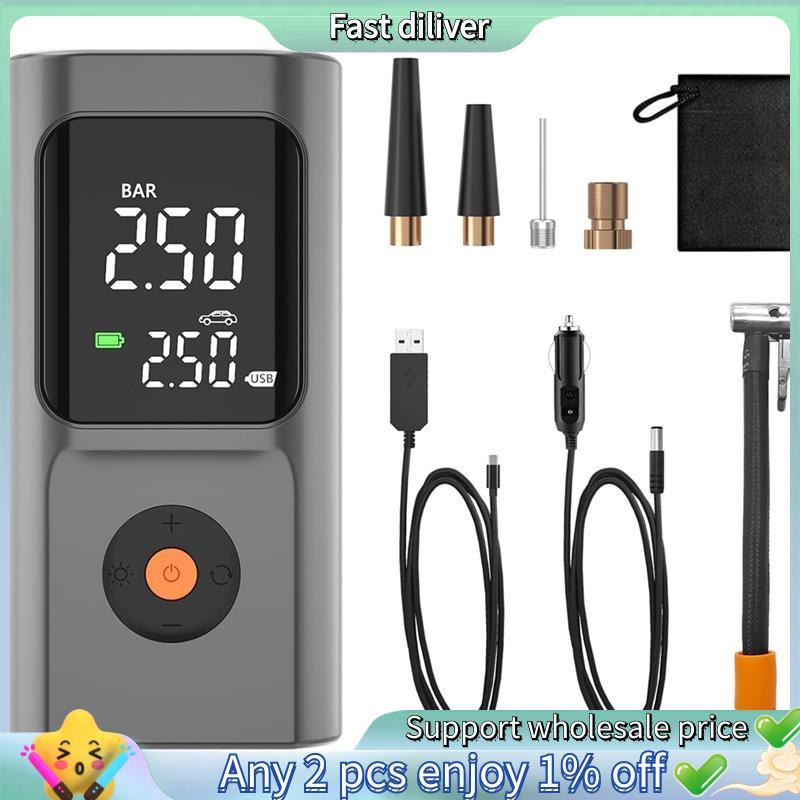 Bomba De Ar Portátil Para Pneus De Carro , Compressor Inflador De Com Manômetro Digital , Pneu De Bicicleta Incluída