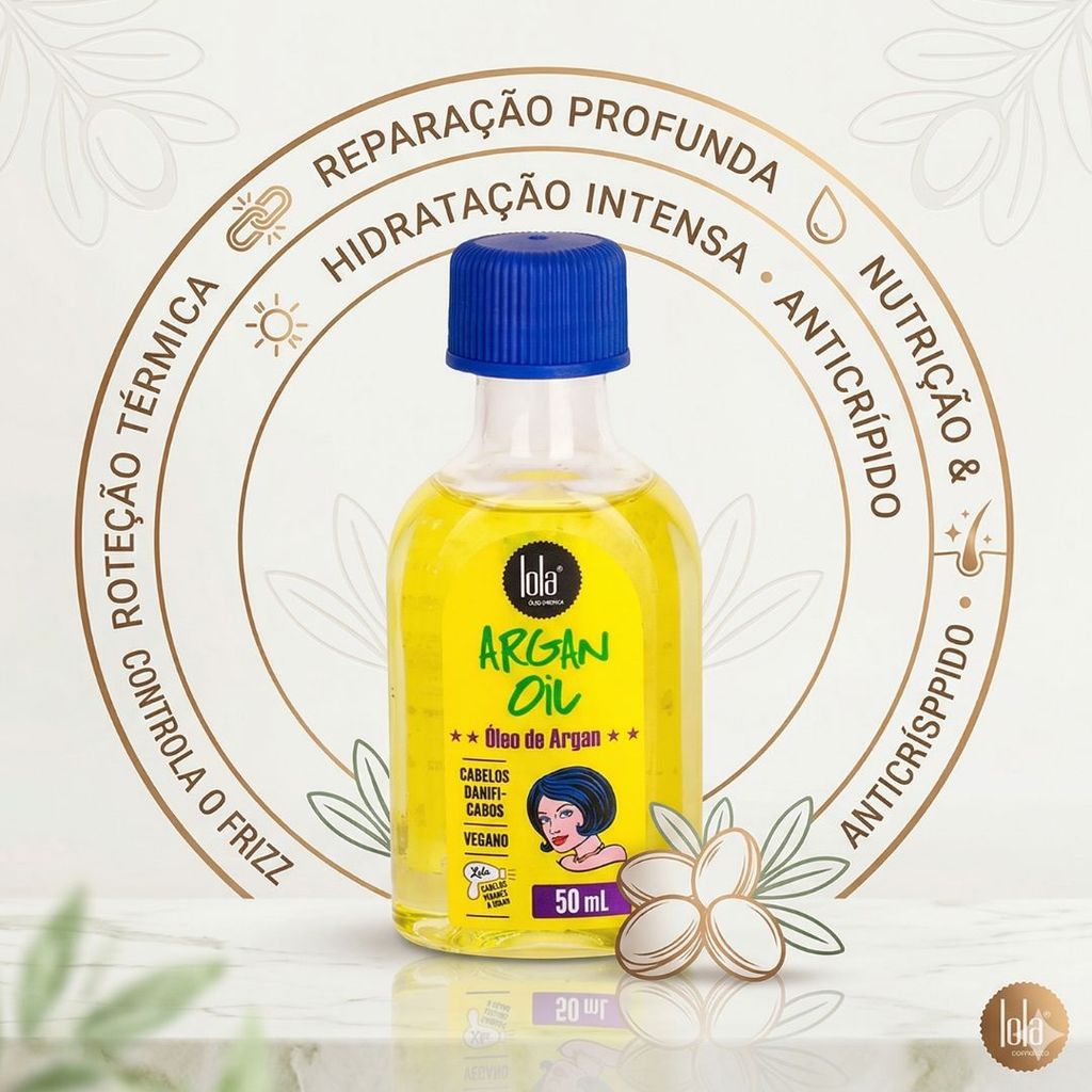 Lola   Cosmetics  Argan Oil Oleo Reparador  50ml em Oferta na Shopee