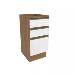 Balcão 3 Gavetas Kappesberg Celeste 100% MDF Nogueira/Branco 40cm