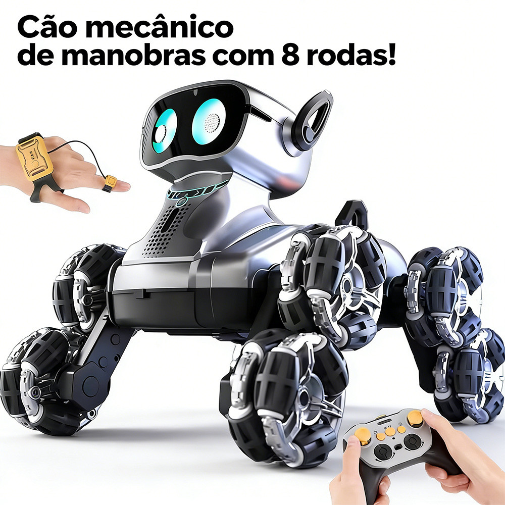 Cão Robô Inteligente Com Controle Remoto , 8 Rodas E Detecção De Gestos