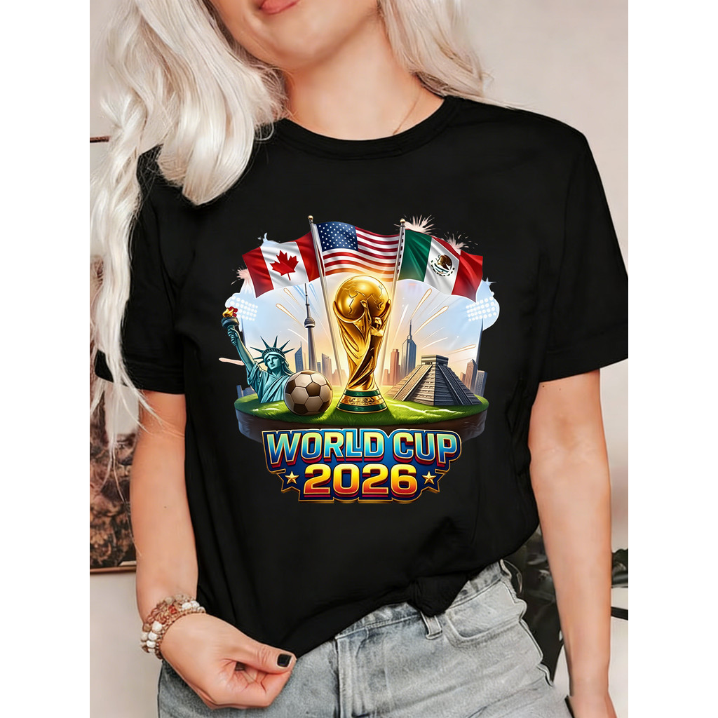 Camiseta De Futebol World Cup 2026 Estados Unidos Canadá México, Com Imagem Da Copa Do Mundo, Da Estátua Da Liberdade, D
