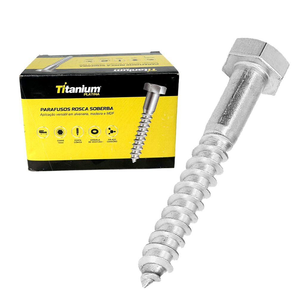 Parafuso Sextavado Rosca Soberba 1/4x55 200 un Titanium em Oferta na Shopee