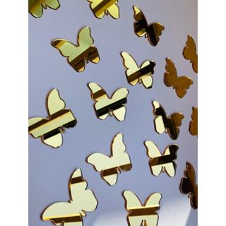 Kit 20 Borboletas Acrílico Espelhado Dourado 6cm Decoração em Oferta na Shopee