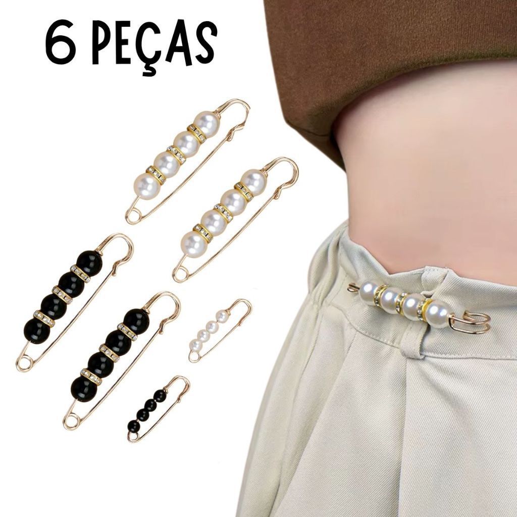 Broche de luxo Alfinete de Segurança Pérola e Strass