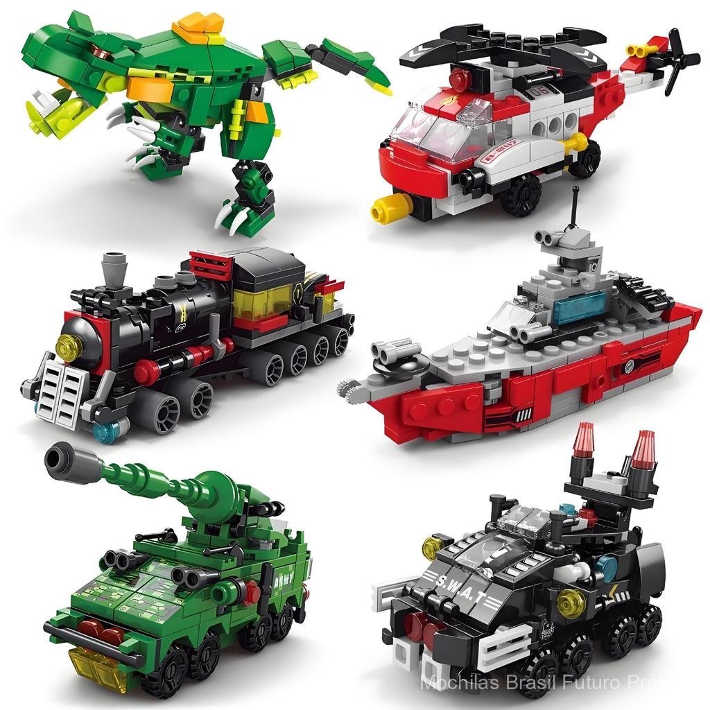 Compatível com blocos de montar de brinquedo infantil Lego, modelo BW6C, que inclui foguete militar aeroespacial, mecha,
