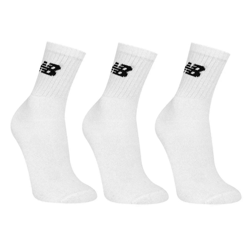 Kit Meia New Balance Logo Cano Alto C/ 3 Pares - Branco em Oferta na Shopee