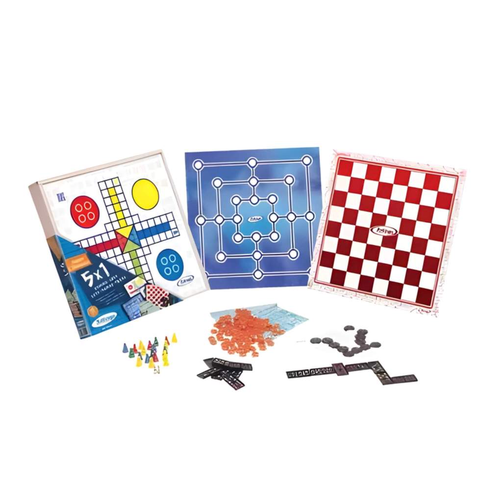 Jogo 5 em 1 Ludo, Dama, Trilha, Dominó e Loto Xalingo - 65598