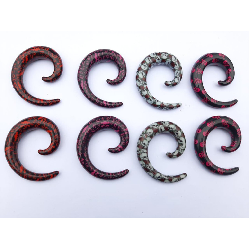 Par de Alargador Espiral caveira Grosso Expansor 12mm para Orelha Caracol Acrílico