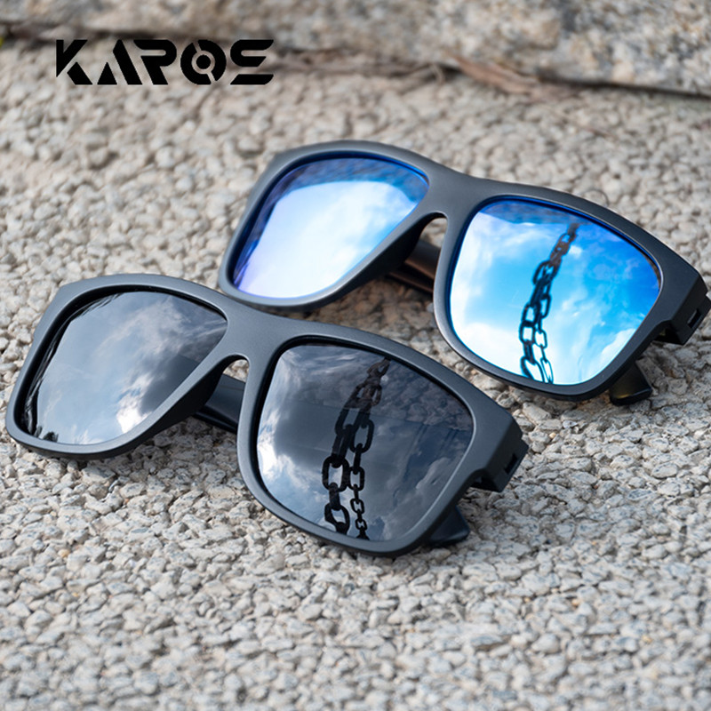 KAROS Retro Quadrado Polarizado Óculos De Sol Unisex Proteção UV400 Anti Brilho Moda Para Festival De Música Ao Ar Livre