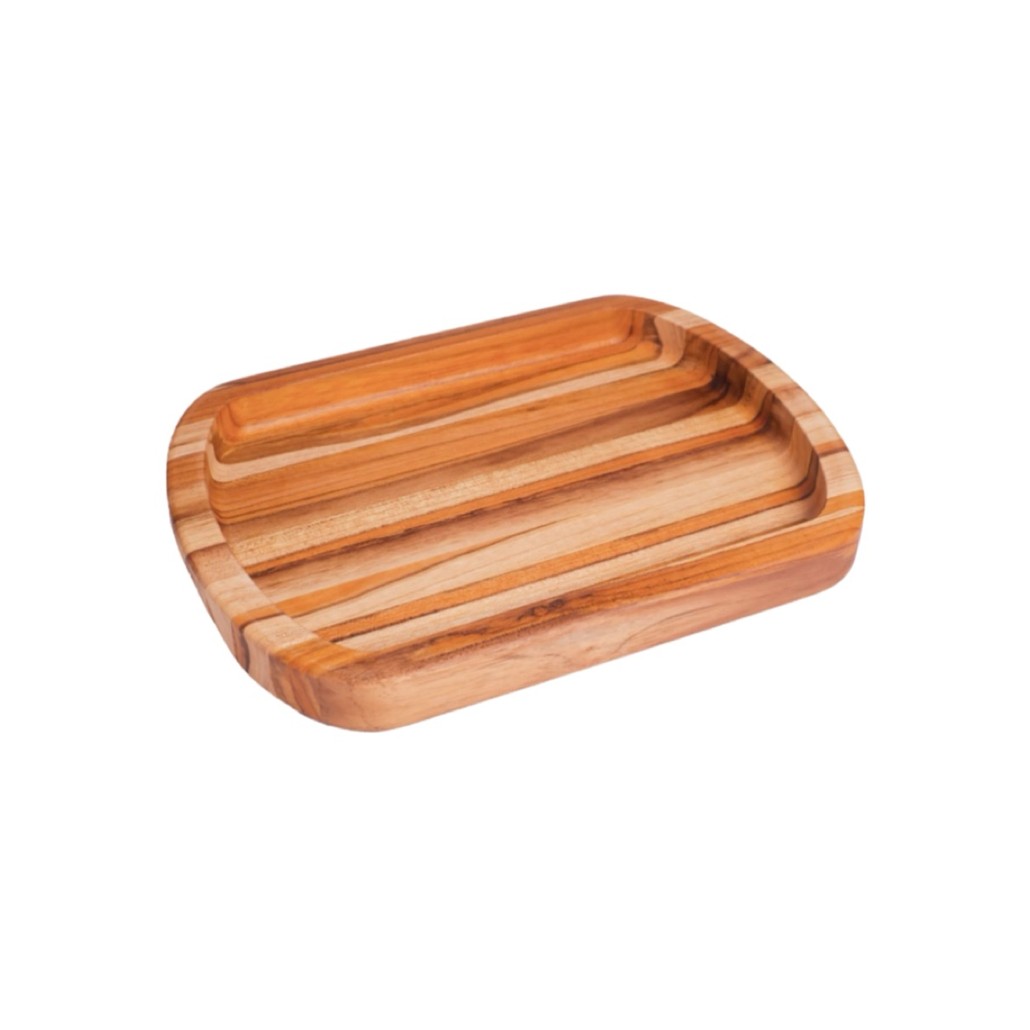 Gamela  Travessa Madeira Teca para Servir 30 x 20 x 3,5 cms