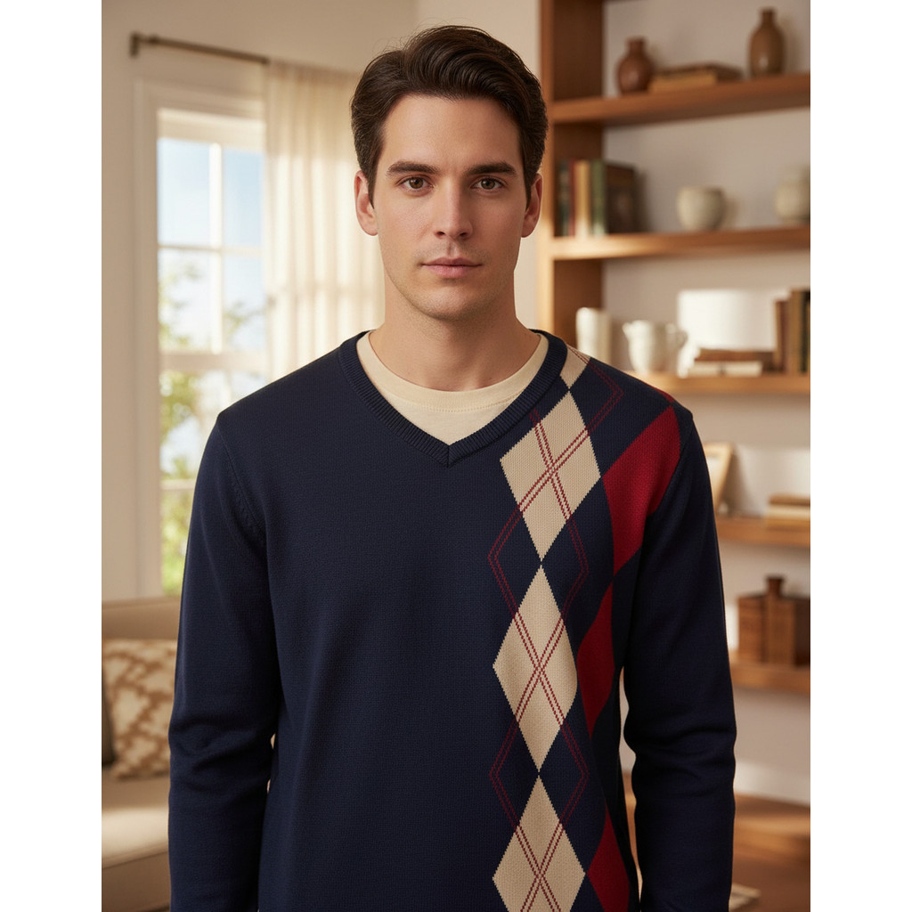 Blusa Tricot Masc Losango Lateral - Giuliana Marques Tricot