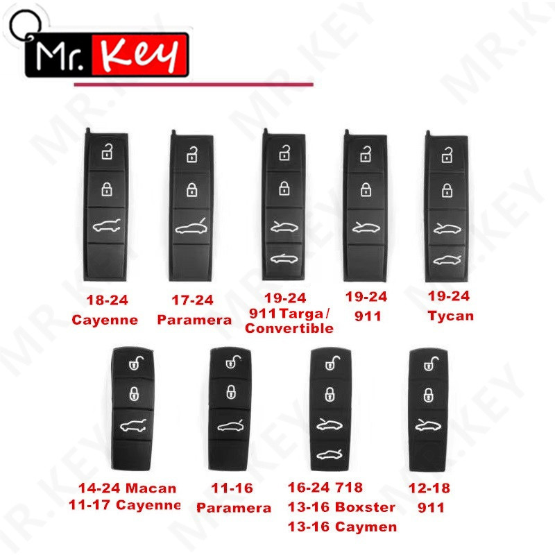 [Mr.Key] Substituição Da Almofada Do Botão Chave Adequada Para Porsche Cayenne Panamera Cayman Macan Boxster 718 911 Peç