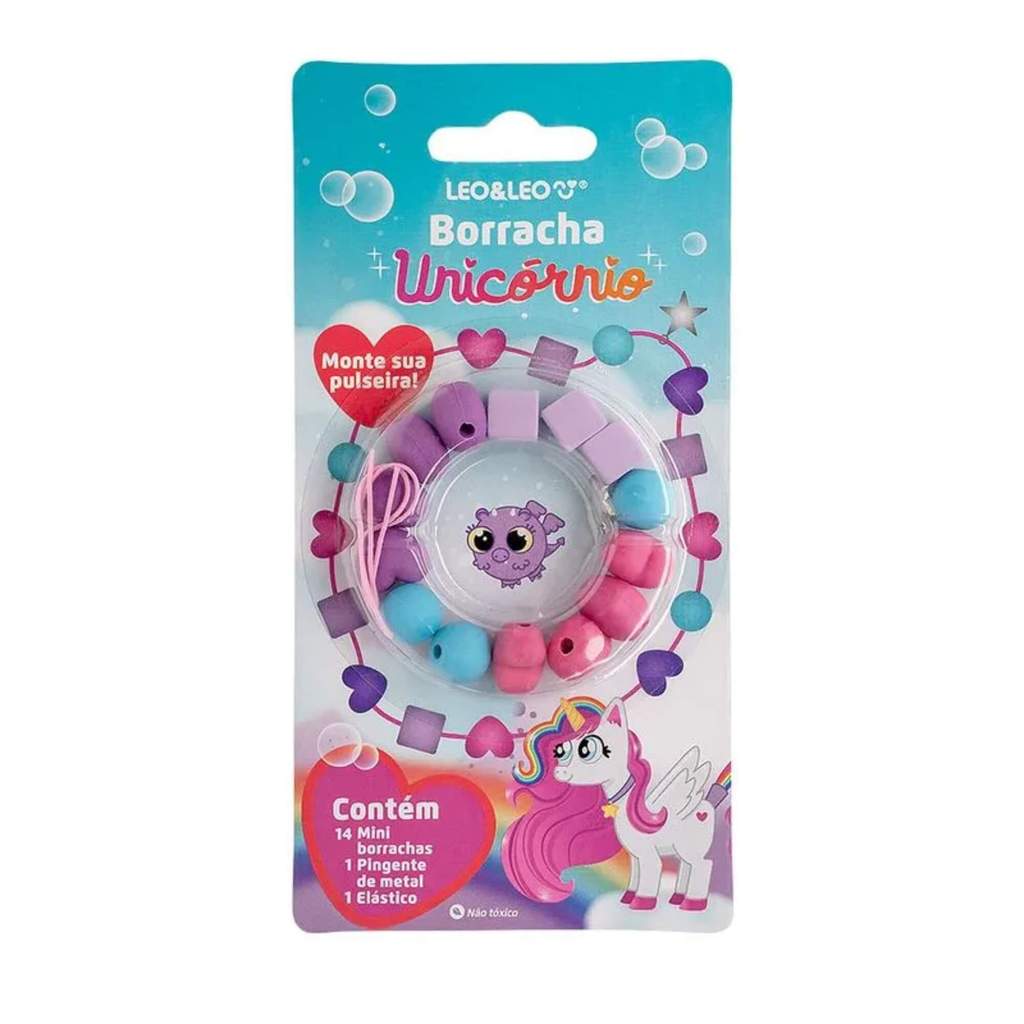 Kit Borracha Monte sua Pulseira Unicórnio Blister c/ Elástico e Pingente Leo&Leo Leonora - 10623 em Oferta na Shopee