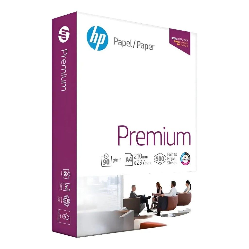 Kit Papel Premium A4: 500 Folhas 90G HP Chamex + 20 Folhas Fotográfico GLOSSY 180G