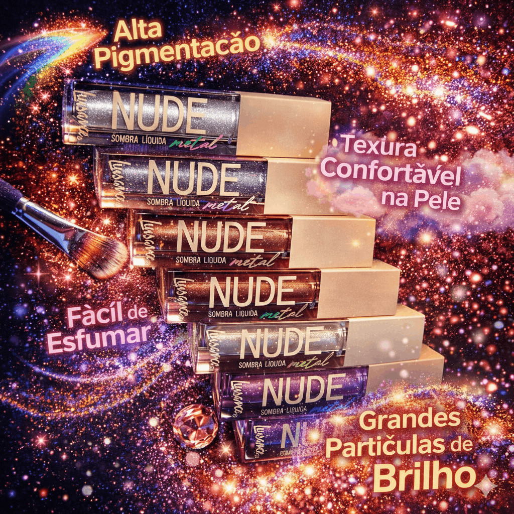 Sombra Líquida Metal NUDE - Luisance, Partículas De Brilho, Glitter, Iluminador, Gloss