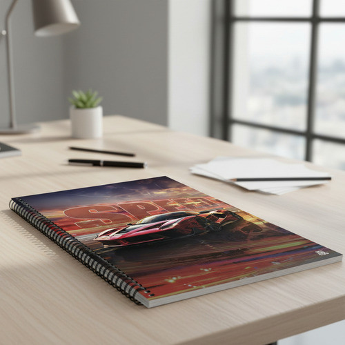 Caderno Universitário Carro Vermelho 10 Matérias 160 Folhas Preto