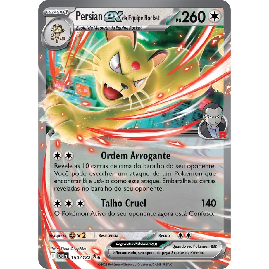 Carta Pokémon TCG Persian EX da Equipe Rocket (150/182) Rivais Predestinados