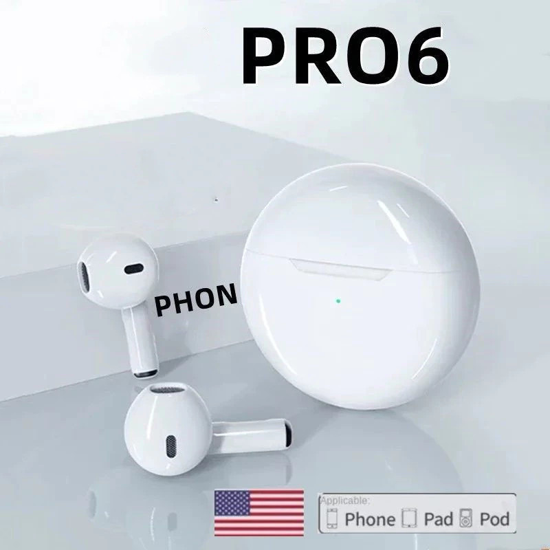 KIT Fone De Ouvido Sem Fio Pro 6 TWS Com Microfone Bluetooth Sport Running Headset Para Fones Xiaomi Pro6