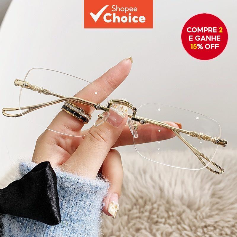 Óculos Anti-Luz Azul , Armação De Metal Leve Sem Aro Para Mulheres E Homens