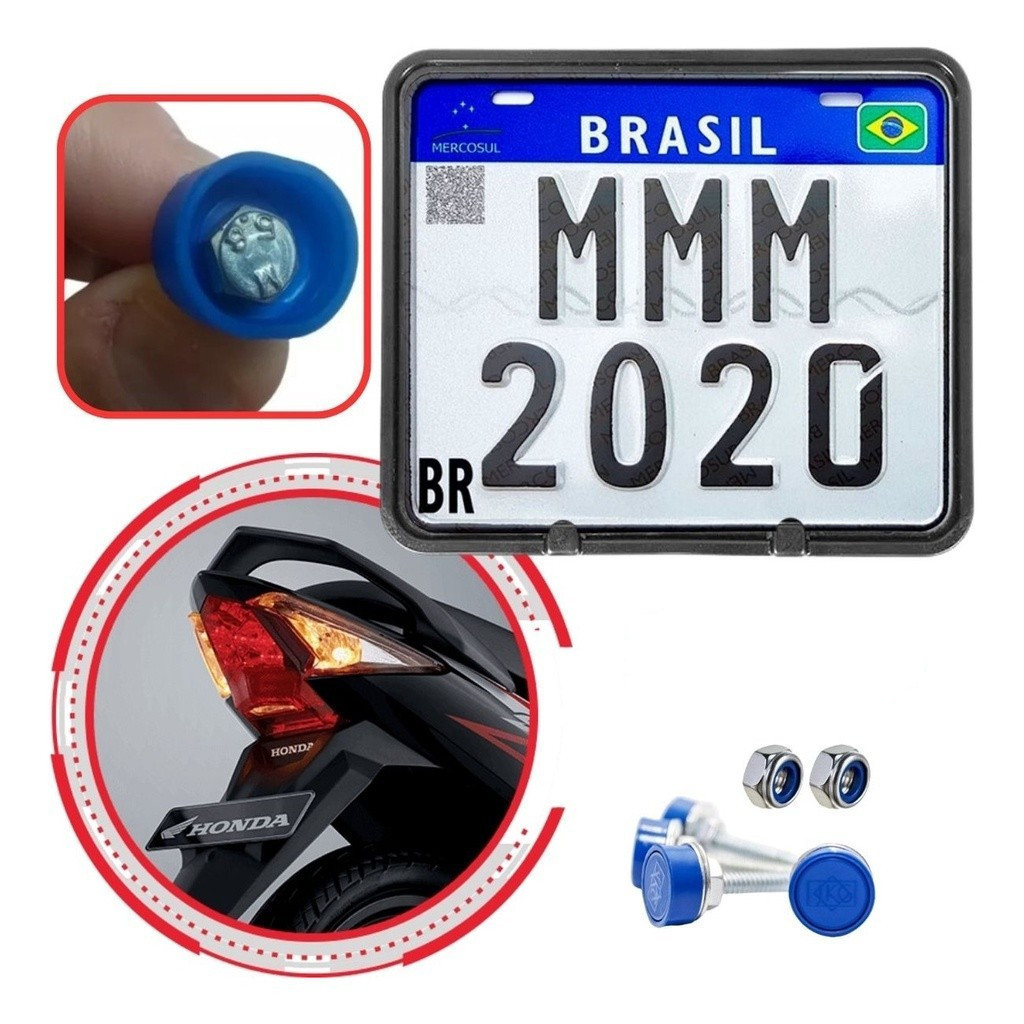 Suporte Placa de Moto Mercosul Com Parafusos