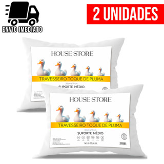 Kit 2 Travesseiro Pluma de Ganso Premium Macio Conforto Hotel Luxo Antialérgico em Oferta na Shopee