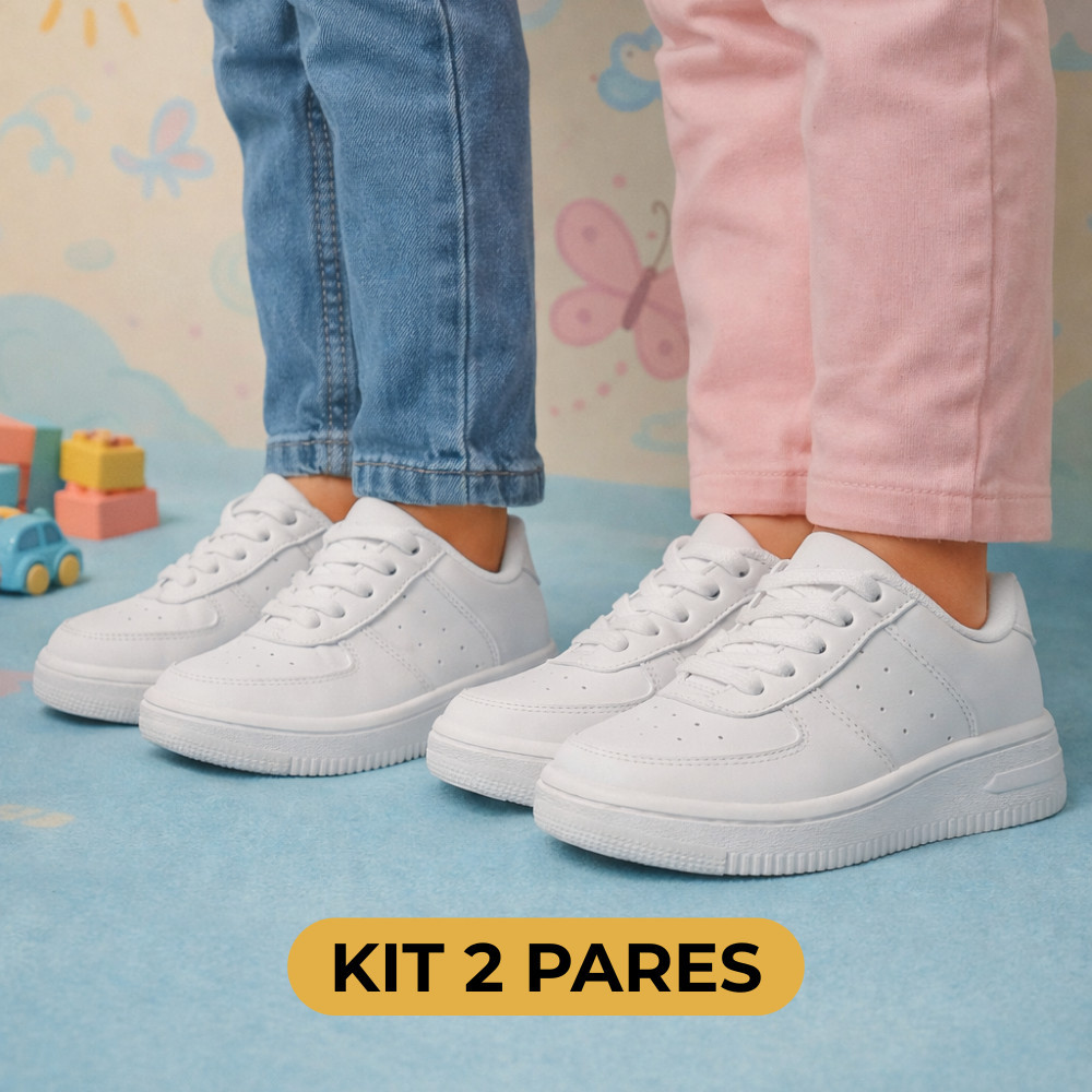 Kit 2 Pares Botinha Branco Baby Infantil Unissex Criança Cano Baixo Promoção Envio Rápido Pronta Entrega