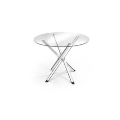 Mesa de Sala Jantar Volga c/ Tampo de Vidro Redondo 95cm Cromada - Kappesberg