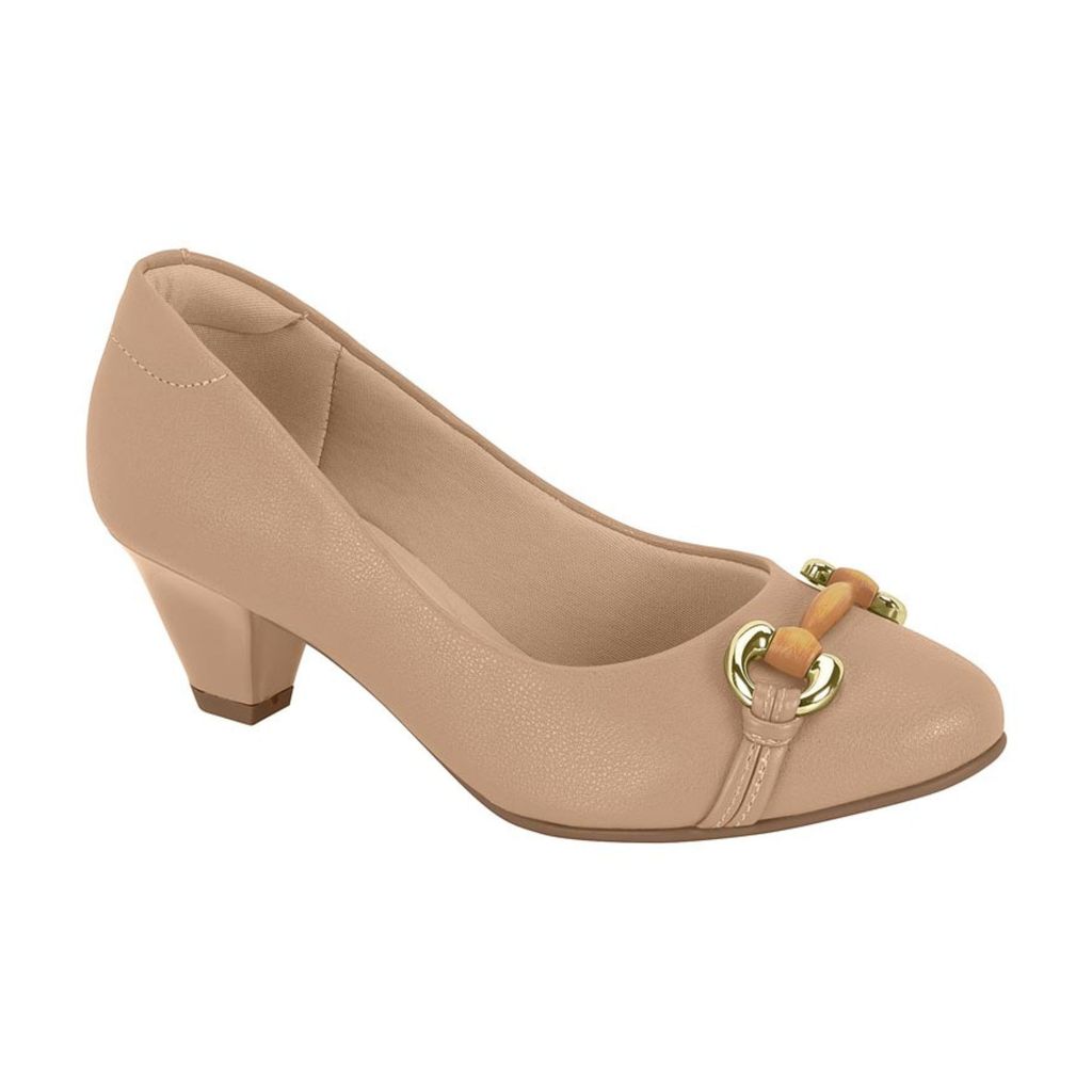 Sapato Feminino Modare Nude - Scarpin Ortopédico Salto Grosso Baixo Casual Elegante e Confortável em Oferta na Shopee