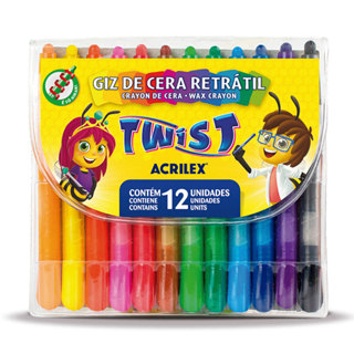 Giz de cera Retrátil Twist 12 cores 09010 Acrilex em Oferta na Shopee