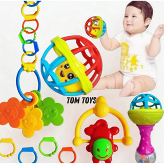Kit Mordedor para Bebê brinquedo Sensorial Silicone com Chocalho 2/4/8 Peças Coloridas em Oferta na Shopee
