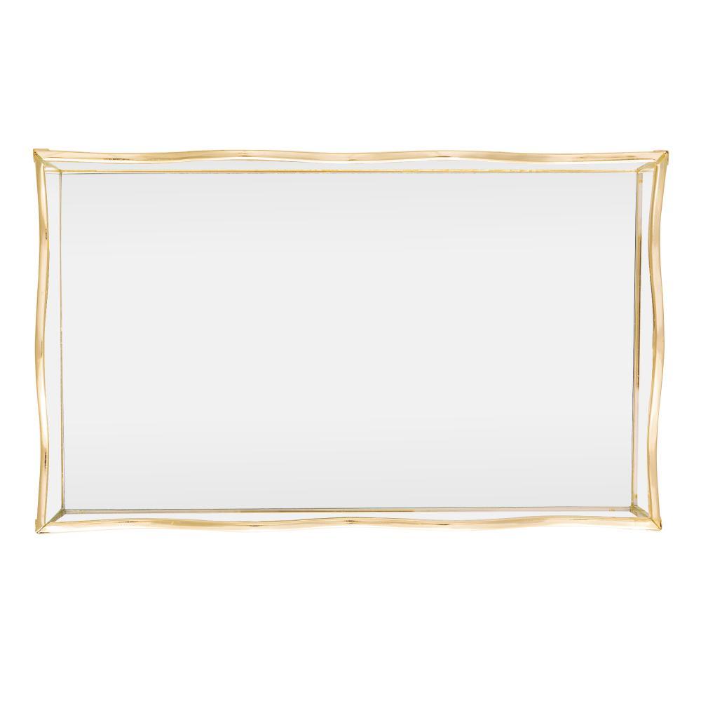 Bandeja com Espelho Lyor Ocean 15cm x 25cm x 4cm Dourada