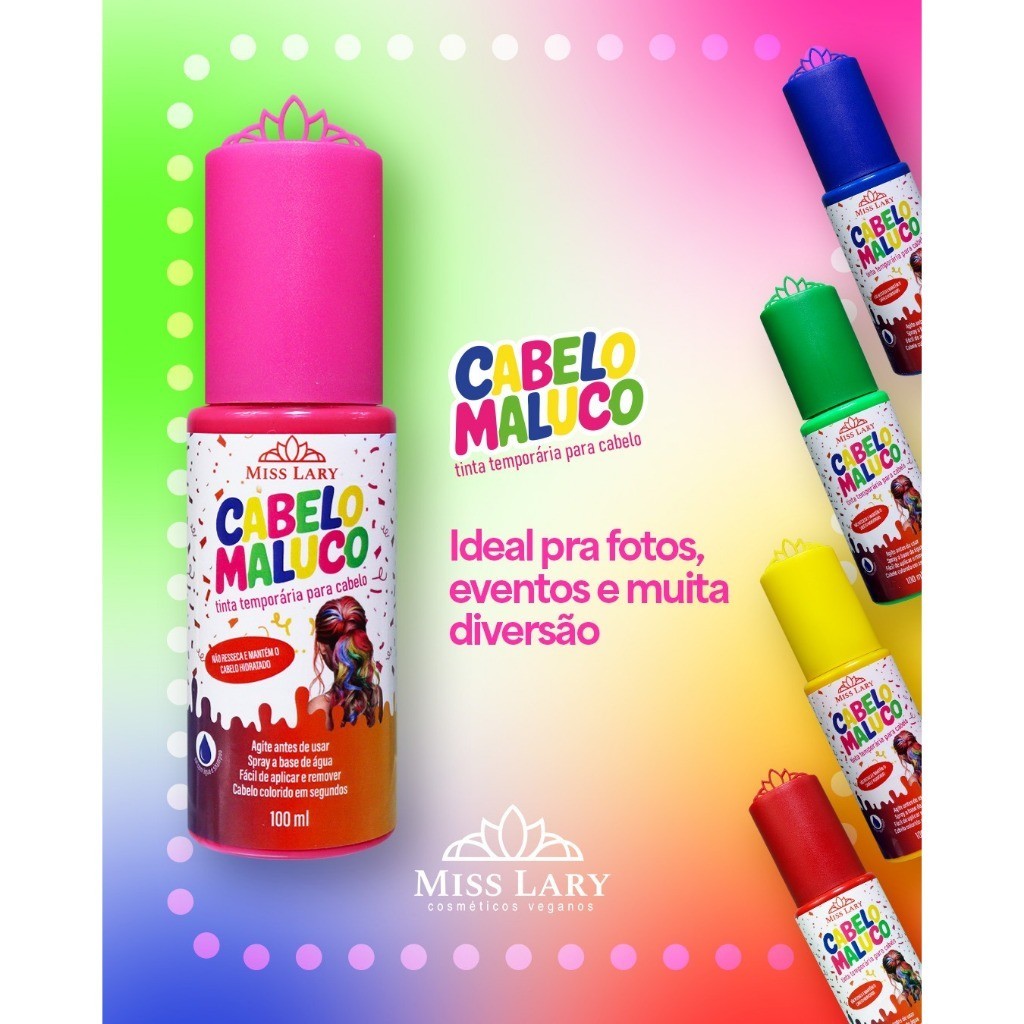 Cabelo Maluco Tinta Temporaria Para Cabelo - Miss Lary em Oferta na Shopee
