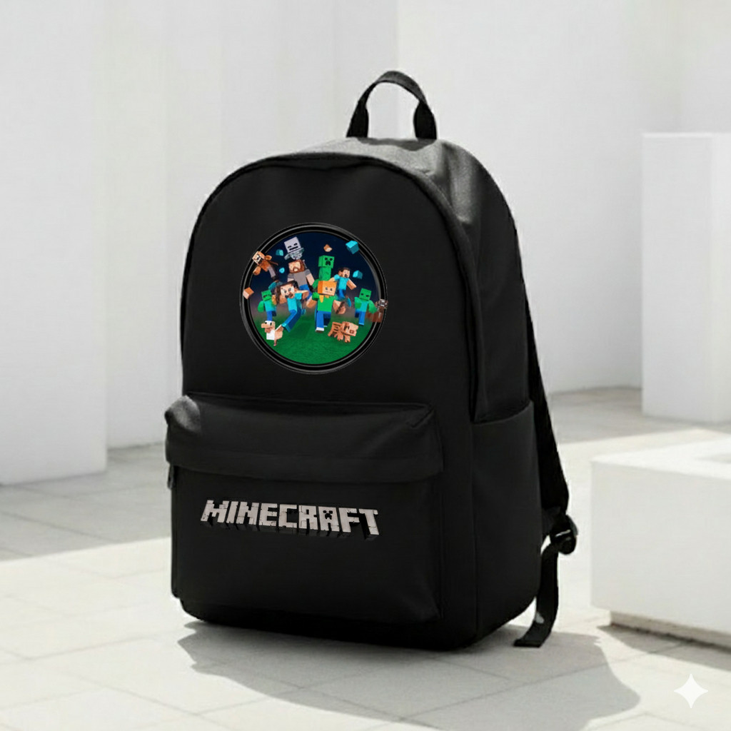 Mochila Escolar Masculina Anime Minecraft Regulável Personagens Bolso Laterais Jogo Minecraft Envio Imediato