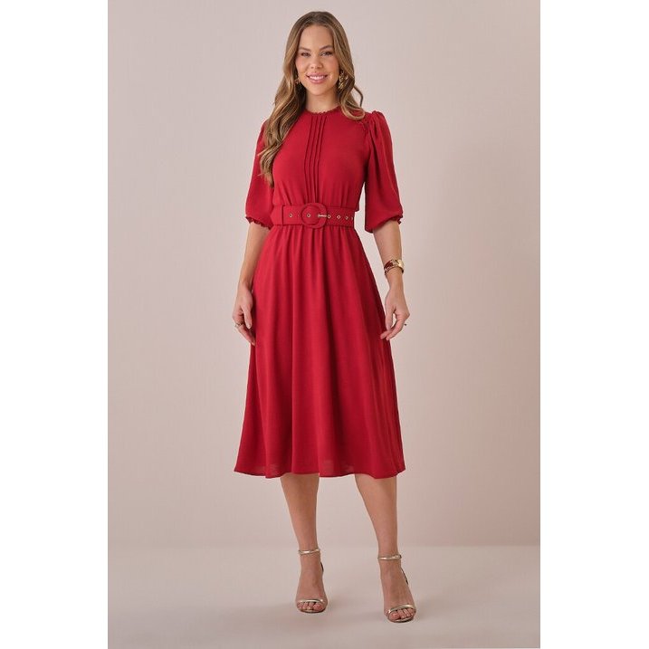Vestido no Crepe com Busto Trabalhado Pietra - Tata Martello