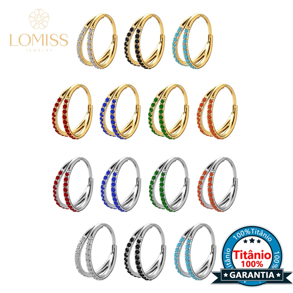 Piercing Nariz Orelha 14 Cores Titânio Zircônia Piercing Septo Conch Boca Argola Daith Earring Telinga Nostril em Oferta na Shopee