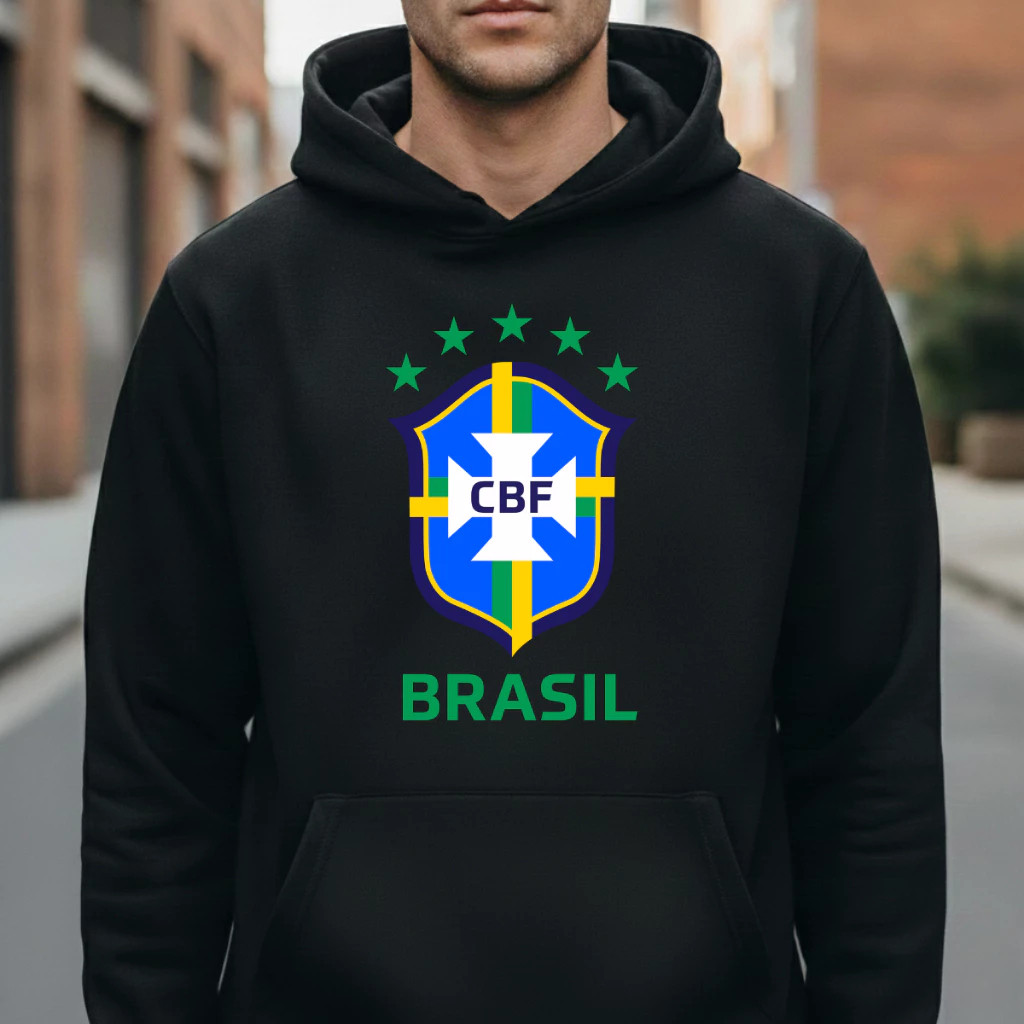 Moletom Canguru Estampado Seleção Brasileira Esporte Moletom 100% Algodão Envio Imediato Spyke Shop