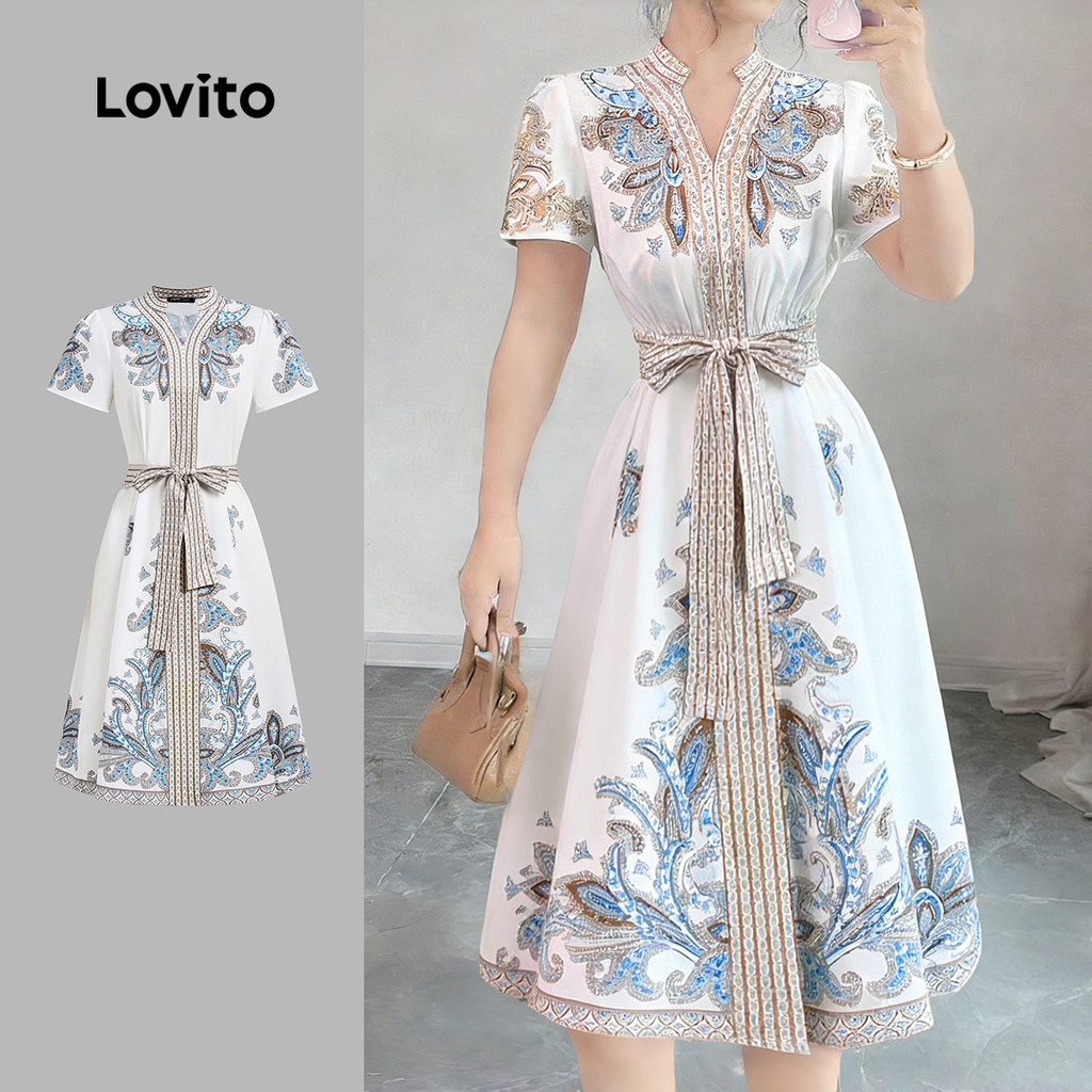 Lovito Vestido Boho Com Zíper Para Primavera/verão Feminino L152LD053 em Oferta na Shopee