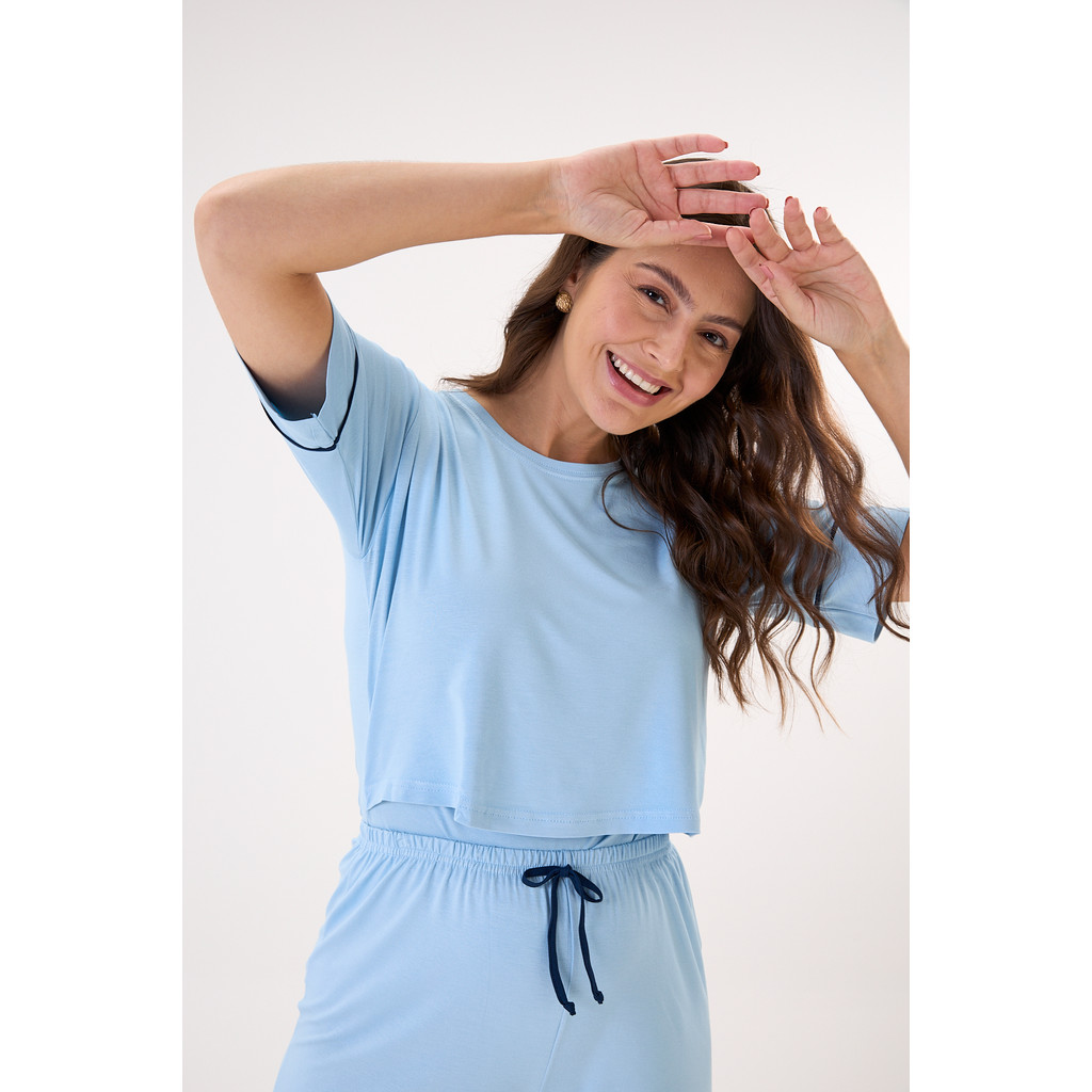 PIJAMA DE AMAMENTAÇÃO CURTO | AZUL CLARO