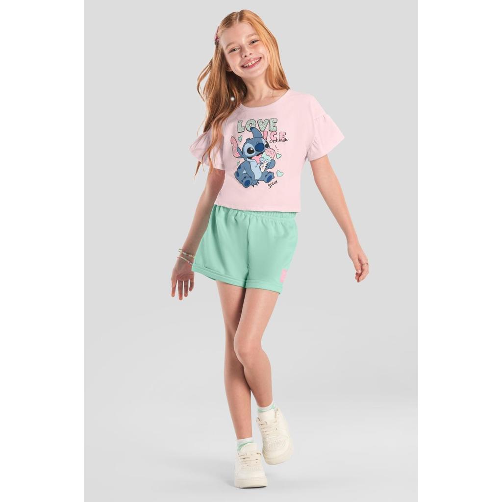 Conjunto infantil menina do Stitch Brandili