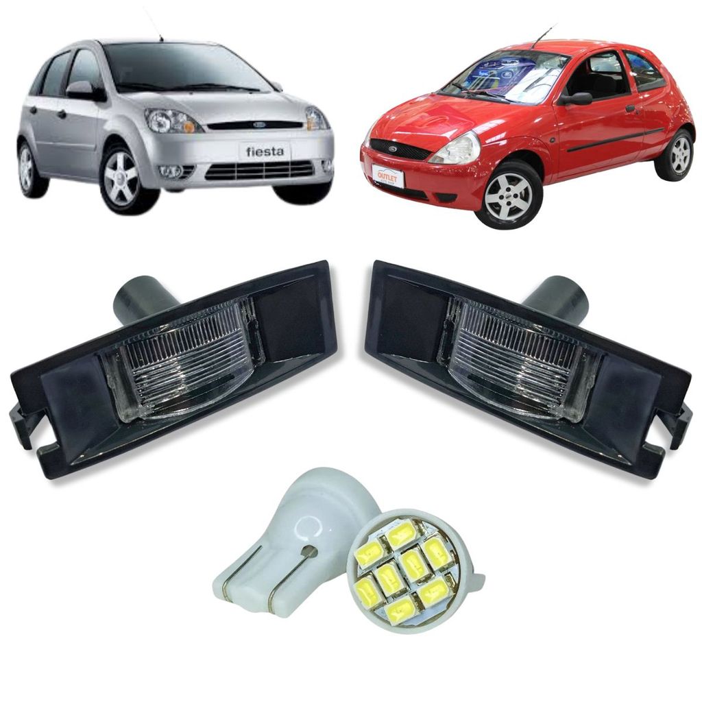 KIT LANTERNA LUZ DE PLACA FORD KA FIESTA PAR COM LAMPADA DE LED TRASEIRA