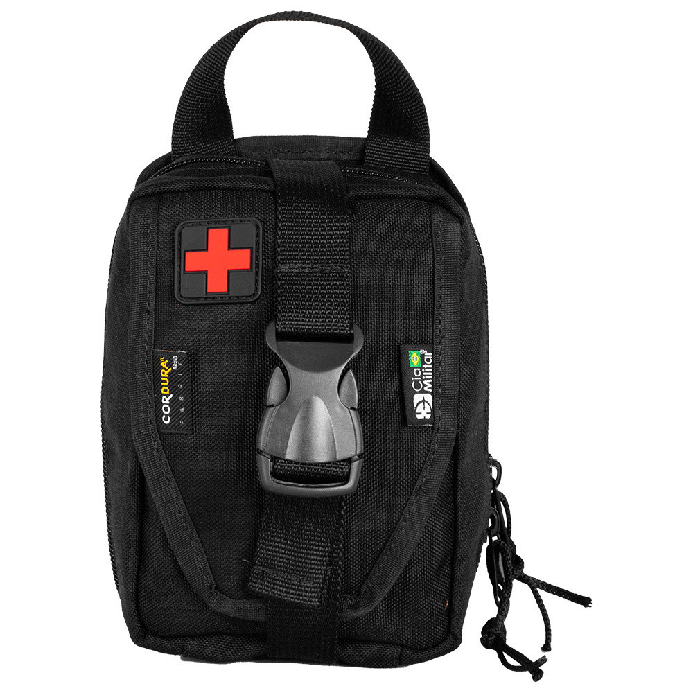 BOLSA PORTA KIT APH MODULAR SAQUE RÁPIDO PARA COLETE TÁTICO  -  PRETO - CIA MILITAR