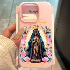 Nossa Senhora 2 Em 1 Capa Capinha Para iPhone 17 Ar 16 15 14 Plus 13 12 11 Pro Max 16e Fosco Silicone Anti-Impacto