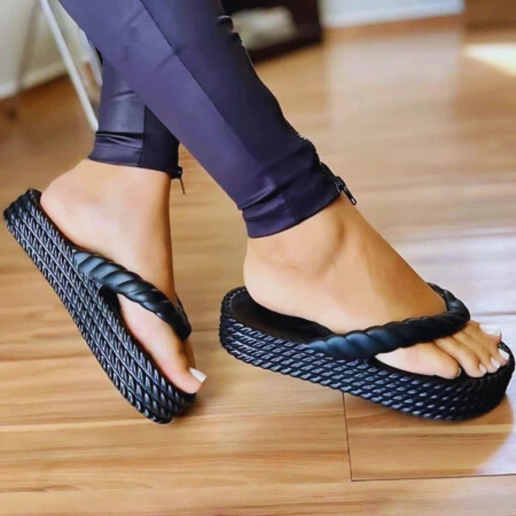 Chinelo Feminino Nuvem Trançado Casual Confortável Antiderrapante