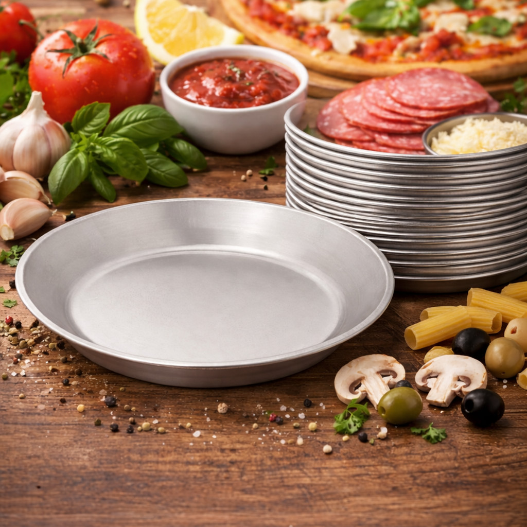 10 Bandeja 23cm ou 24,5cm Travessa Prato Redonda Para Servir De Aço Inox Porções