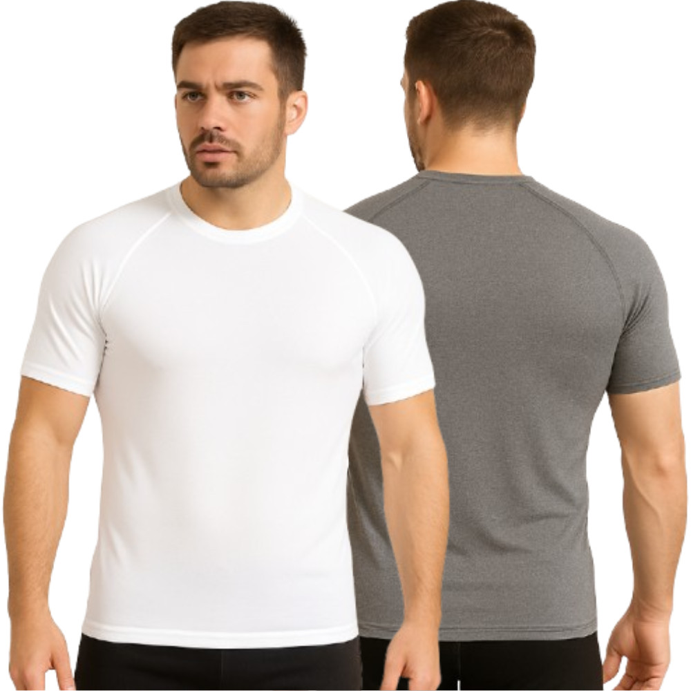 Kit 2 Camisa UV Térmica Masculino Manga Curta Proteção Solar Corrida Academia Segunda Pele