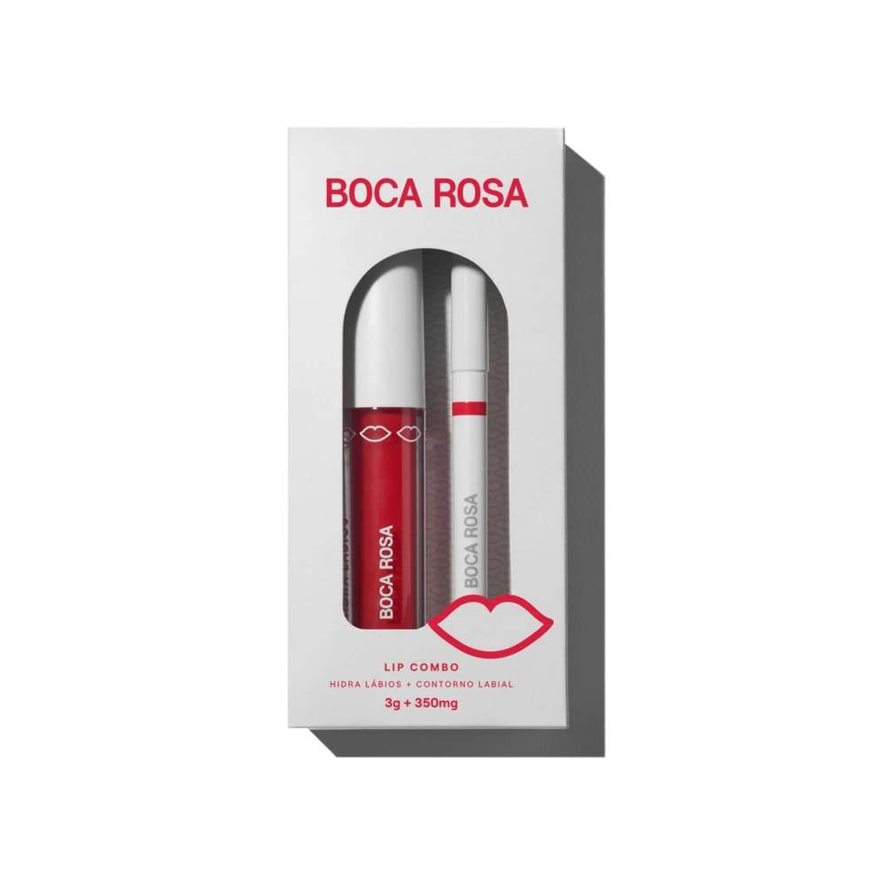 Lip Combo Contorno + Hidra Lábios Vermelho - Boca Rosa